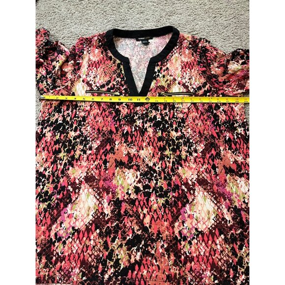 Robert Louis Womens V-Neck Tunic Top Size 1X Multi-Color Abstract Long Sleeve - Picture 3 of 7
